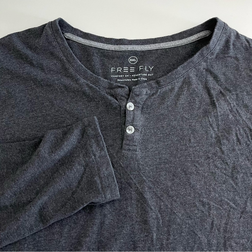 Free Fly Men’s Henley Long Sleeve Gray XXXL bamboo‎ active outdoor
